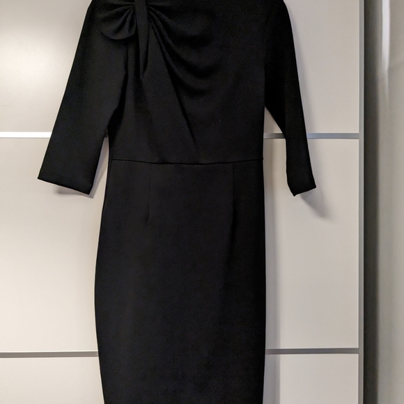 Elegant Black Dress - asymmetric bow neck - Picture 6 of 6